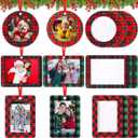 Qunclay 72 Pieces Christmas Photo Ornaments Frame Mini Plaid Felt Hanging Picture Ornaments for Tree Small Picture Insert Frame for DIY Crafts Christmas Trees Decoration(Classic)
