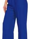 FUNYYZO Wide Leg Pants Women's High Elastic Waisted in The Back Business Work Trousers Long Straight Suit Pants (006# Dark Blue (Thin)), M