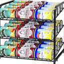 Can Rack Organizer, 3 Tier Stackable Can Storage Dispenser,for Food Storage, Kitchen or Pantry, Storage for 36 Cans, Black