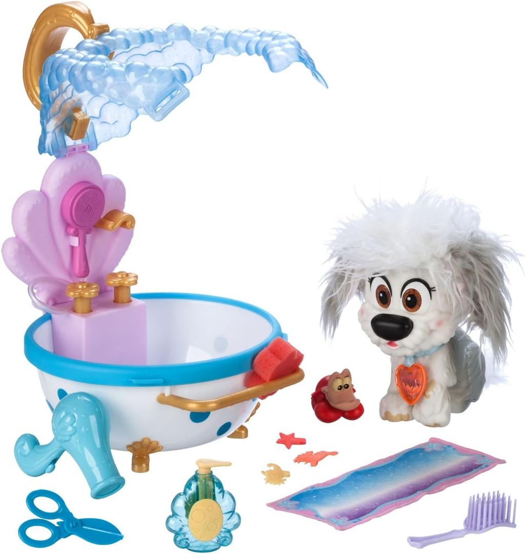Disney Store Action Toys Princess Pet Play Set - Max Bathtub Set  Fun Playsets Princess Toys Perfect for Little Kids - Comes with Color-Changing Max, Sebastian Figure & Bubbles