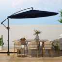 wikiwiki 10ft Patio Umbrellas Offset Outdoor Umbrella Cantilever Hanging Umbrellas w/Infinite Tilt, Fade Resistant Waterproof RECYCLED FABRIC Canopy & Cross Base, for Yard, Garden & Deck, Navy Blue