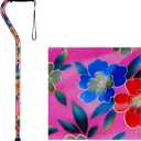 NOVA Designer Walking Cane with Offset Handle, Lightweight Adjustable Cane with Carrying Strap, Cane for Men and Women, Walking Canes for Balance, Pink Garden Design