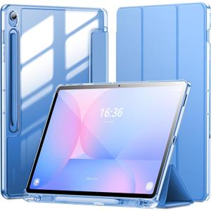 INFILAND for Galaxy Tab S10 FE Plus Case (2025) 13.1 Inch Slim Tri-fold Clear Protective Case Cover with S Pen Holder for Samsung Galaxy Tablet S10 FE+ (Blue)
