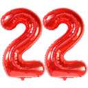 KatchOn, Red 22 Balloon Number - 40 Inch | 22 Number Balloons | Birthday Decorations for Women, Men | 22nd Happy Anniversary Decorations | Red Birthday Decor