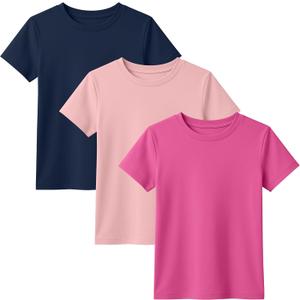3 Pack Toddler Short Sleeve Tops | Crew Neck, Slim Fit, Summer Tees, Basic, Cute, Casual Tops, for Kids 18M-5T