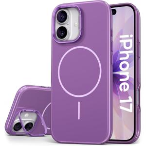 Vihibii for iPhone 17 Case with Adjustable Stand, [Compatible with Magsafe], Fade-Resistant Glow Stylish Slim, Shockproof Back Cover & Silicone Edges Phone Case for iPhone 17, 6.3" 2025, Purple