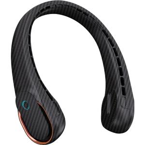 FrSara Neck Fan, Portable Personal Fan Strong Wind, 5200mAh, Air Volume,360 Cooling, No Hair Twisting, Air Volume On 2 Sides, Non-Slip, Quick Charge, Long Use Time, Gift for Women, Men, Birthday (Coal Black)
