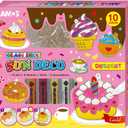 AMOS Sun Deco Window Art  10.5 ml x 10 Colors  12 Small Gold Outline Suncatchers for Kids (Dessert), DIY Kids Arts and Crafts