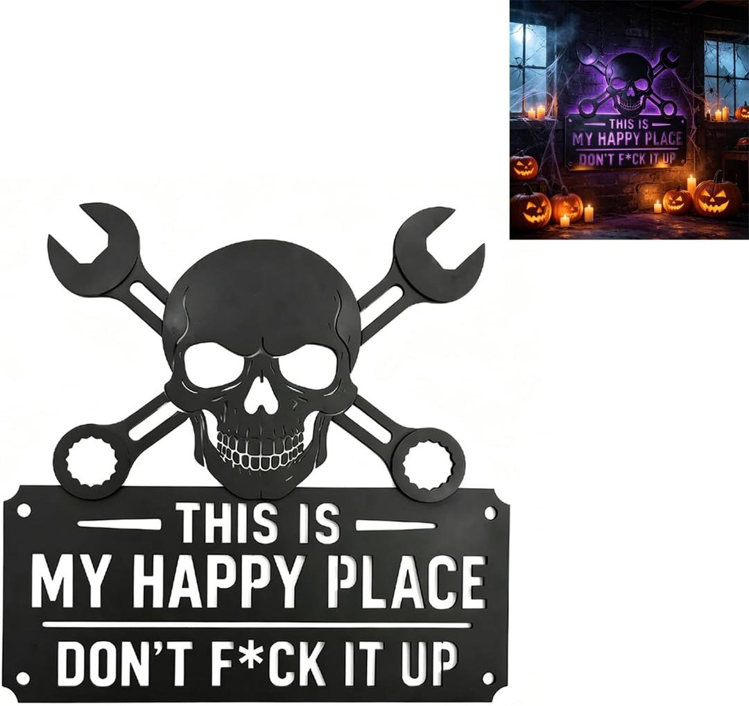 This Is My Happy Place Don't F*ck It Up Metal Wall Art Sign (12''), 16"