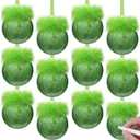 24 Pcs Lime Green Christmas Ornaments 2.36 Inch DIY Flat Ball Christmas Ornaments with Furry Hair Glitter Plastic Xmas Baubles with 2 Pcs Dry Erase Markers for Xmas Tree Craft Home Decor