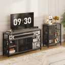 BON AUGURE Liquor Cabinet Bar for Home, Farmhouse Coffee Storage Cabinet for Kitchen, Small Wood Sideboard Buffet Station Cabinets with Door (Dark Grey Oak, 36")