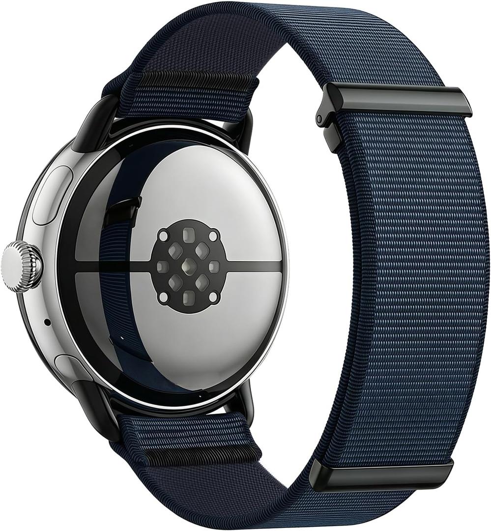 BlackPro Fabric Magnetic Bands Compatible with Google Pixel Watch 4/3/2/1 Band/Pixel Watch 4 Band 41mm 45mm, Nylon Sport Loop Strap for Pixel 3 Watch Band 45mm for Men Women (Dark Blue)