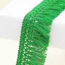 10 Yard 40mm/1.57 Inch Green Vintage Knotted Cotton Fringe Tassels Trim, Boho Long Fringe Trim, Sewing Fringe Trim for Drapery Curtain Pillow Carpet Lamp Crafts (Green)