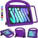 Kids Case for iPad Mini 7 2024 / Mini 6 2021, iPad Mini 7th/6th Generation Case with Screen Protector, Durable Shockproof with Handle Stand Protective Cover for iPad 8.3 Inch, Purple