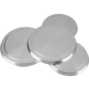 Set of 4 Stainless Steel Stove Burner Covers - 2x 8.3" & 2x 6.7" Round Gas/Electric Range Top Covers for Extra Counter Space, Heat Resistant & Decorative Kitchen Organizer (Family Silver Finish)