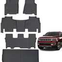 LJWAITO Floor Mats & Trunk Mat for Jeep Wagoneer 2022 2023 2024 2025 Only Filt 8 Seats Version(2 Row Bench Seats),TPE All Weather Protection 3 Rows Car Floor Liners with Cargo Liner