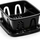 Camco Mini Dish Drainer and Tray | Fits RV Sinks and Small Counter Spaces | Durable Heavy-Duty Construction | (43512), Black