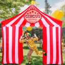 Circus Carnival Party Decoration 10ft Circus Inflatables Tent Blow up Archway Built in LED Lights for Carnival Birthday Party Summer Holiday Yard Garden Outdoor Decor