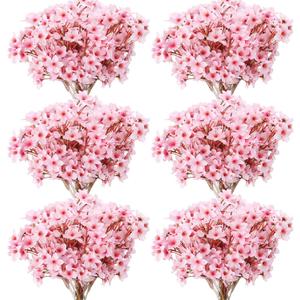 Tigeen 36 Pcs Artificial Cherry Blossom Flower Silk Cherry Blossom Branches 15.7 Inch Fake Floral Branches Bundles Faux Flower Stems for Vase Home Wedding Table Centerpiece (Pink)