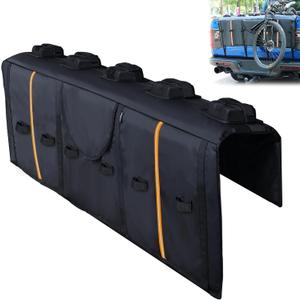 Amooca Tailgate Pad for Mountain Bikes Waterproof Pickup Truck Tailgate Protection Pad with 3 Tool Pockets 52'' Wide for 5 Bicycles