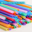 [100 Pack] 10.24" High Extra Long Flexible Plastic Straws, Disposable Drinking Straws, Colorful Bendy Straws - Assorted Colors