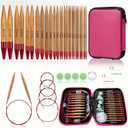 Eatbuy Circular Knitting Needles Set,13 Sizes Interchangeable Carbonized Bamboo Needles Set Crochet Needle with Storage Bag for DIY Handmade Knitting Projects