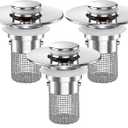 Sink Stopper Hair Catcher, Pop-up Sink Drain Strainer with Removable Stainless Steel Strainer Basket Hair Catcher, Bathroom Sink Strainer for Bathroom Sink Stopper Replacement (3PCS)