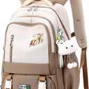 Girls Boys Rolling Backpack, Elementary Middle School Kids Bookbag Roller Backpack for Boys Girls with 2 Wheels, Khaki