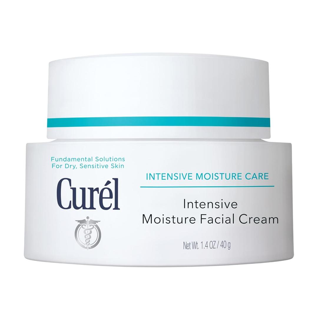 Curel Japanese Skin Care Intensive Face Moisturizer Cream, Face lotion for Dry to Very Dry, Sensitive Skin, with Ceramides, Anti-Aging & Anti-Wrinkle, Fragrance & Alcohol Free Eczema Cream, 1.4 Oz