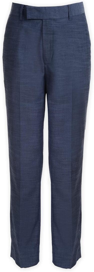 Calvin Klein Boys' Flat-Front Suit Dress Pant, Straight Leg Fit & Hemmed Bottom, Belt Loops & Functional Front Pockets (Blue,12)