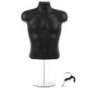 Geetery 1 Pack Male Mannequin Torso Half Body Mannequin with Stand and Hanging Hook Stackable Dress Form Hollow Back for Tshirt Display, Countertop, Craft Shows, Photos and Design, Small-Medium Size, 23.3 x19.3 inches/ 59 x 49 cm