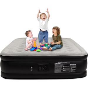 Air Mattress Queen with Built in Pump, Max 660 lbs Weight Capacity - 16" Foldable Portable Inflatable Mattress for Guests, Home, and Camping (Granny Gray)