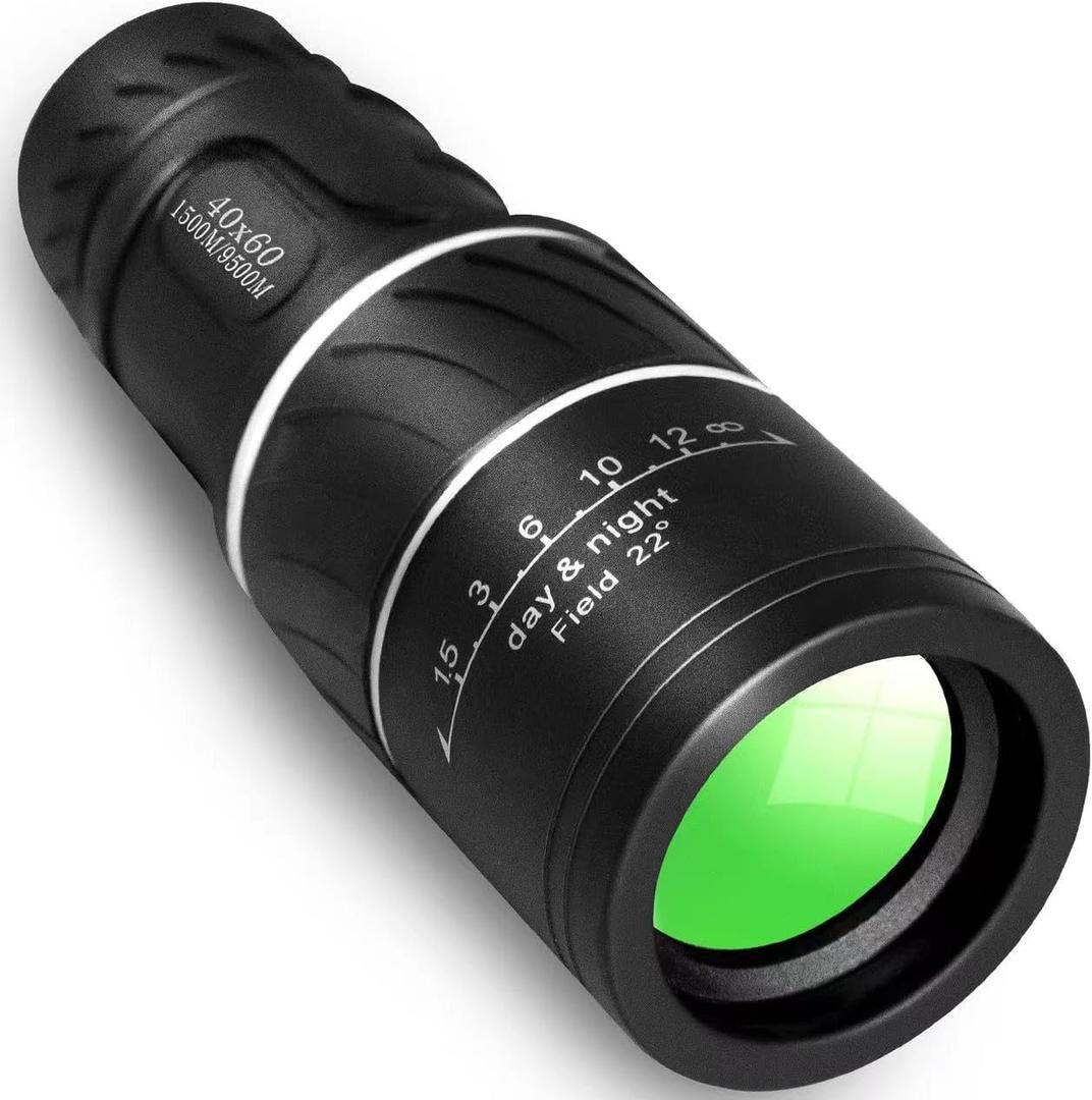 HDAJY Monocular Telescope, Upgrade 40 x 60 Portable Telescope, Monoculars for Adults High Powered, Suit Stargazing, Hunting, Bird Watching, Hiking Travel, Camping, Black