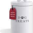 Barnyard Designs Large Dog Treat Container Airtight with Lid, Cute Rustic Ceramic Dog Treat Storage Jar for Kitchen Counter (White)