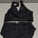 Tempt Me Women Two Piece Swimsuits High Waisted Bikini Set Tummy Control Bathing Suits Knot Twist Cutout Swimwear (Small, Black)