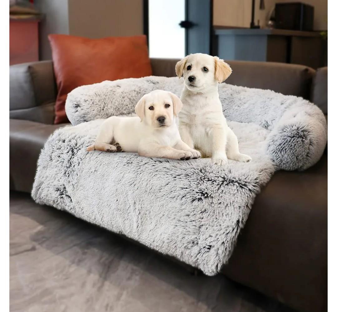 Tinaco Calming Dogs/Cats Bed Mats, Dog Pad Washable Removable Couch Cover, Plush Long Fur Mat for Pets, Waterproof Lining, Perfect for Dogs and Cats (Gradient Gray, 36"x31")