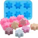 Snowflake Silicone Molds, 2 Pack Cake Pans Cookie Trays Handmade Soap Making Molds Also for Chocolate Mold Pudding Jelly Muffin Ice Cube Tray for Christmas Holiday Party Cake Decor(Pink/Blue)