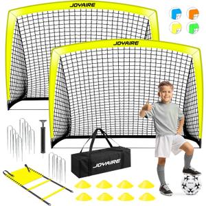 Pro-Grade Kids Backyard Soccer Goal, Tear-Resistant 5-Layer Polyester Soccer Net & 10mm Poles for Maximum Durability, 6x4ft, Pop Up Portable Soccer Training Equipment Set with Size 4 Ball