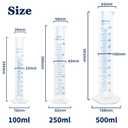 3pcs Plastic Graduated Cylinders - 100 250 500ml, Lab Chemistry Measuring Cylinders Set - Durable Class A Polymer, Clear Graduations, 2-Sided Marking for Home Experiment Science Biology Project