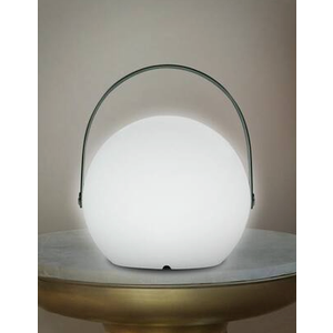 8.85 in. White Modern Sphere 16-Color RGB Dimmable Table Lamp with Handle, USB Port and Remote 