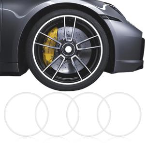 Starxi Automotive Alloy Wheel Rim Protector - Covering The Entire Rim of The Wheel hub - Strips for Curb Rash Prevention - Set of 4 Protector Easy to Install（White 17 Inch)