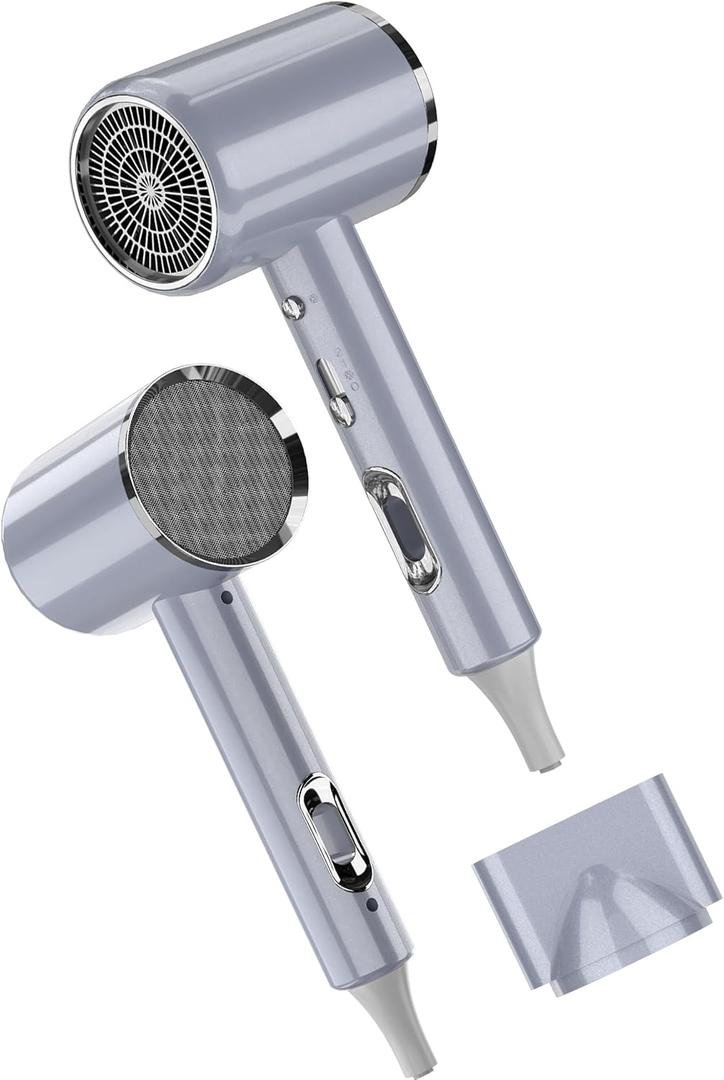 Hair Dryer Professional Ionic Blow Dryer Fast Drying for Women Men Kids, Hair Dryer Lightweight Portable Travel Hairdryer Styling Tools & Appliances with Styling Nozzle Reducing Frizz (Grey)