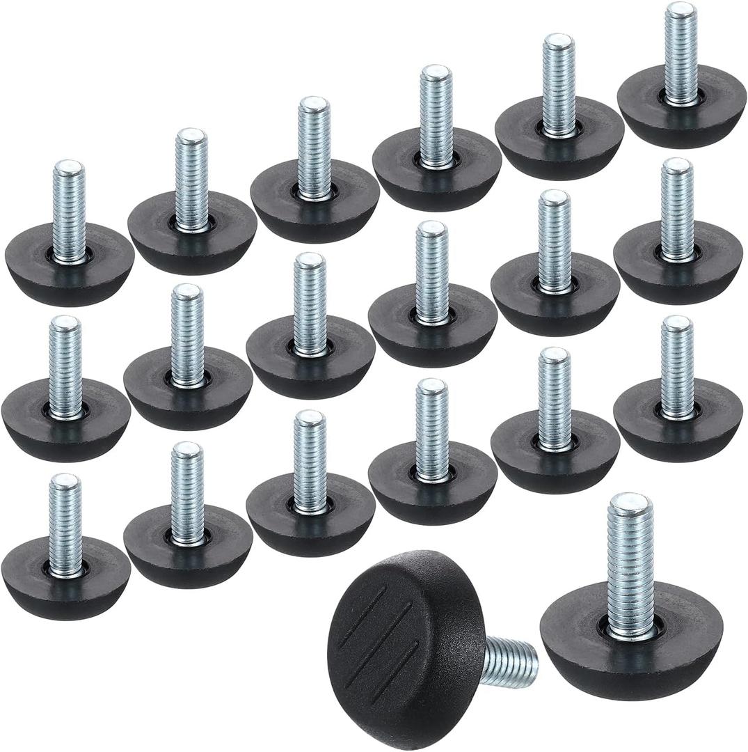 uxcell 30Pcs Adjustable Furniture Feet, M6-18 Thread Galvanized Iron Screw Foot Levelers Screw on Furniture Glide Leveling for Table, Chair, Furniture Legs (Black)