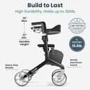 Pelegon Rollator Walker with Seat for Seniors Lightweight Foldable Walker with Padded Seat & Backrest, Adjustable Handles, Reflective Frame, Carry Bag Heavy-Duty 300lb Support - Black