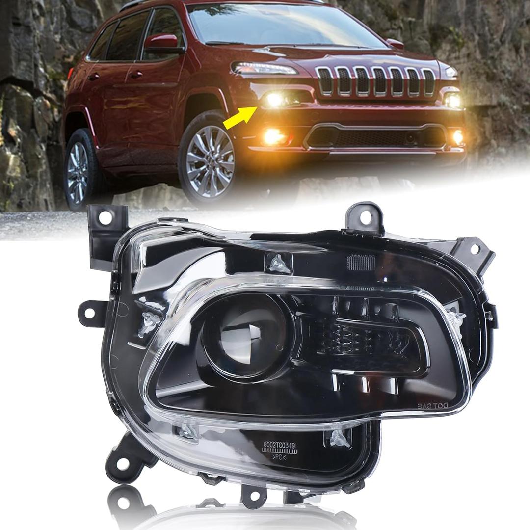 Right Passenger Side Halogen Headlight Accessories Compatible for 2014-2018 Jeep Cherokee With Bulbs RH Head lamp Assembly 61802846AE CH2503249