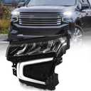 Full LED Headlight Compatible with Chevy Tahoe/Suburban 2021 2022 2023 with DRL/LED Running Light Factory Style Headlamp Assembly w/Bulbs Left Driver Side LH