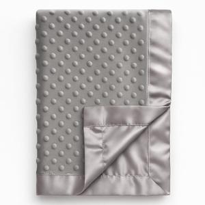 Pro Goleem Grey Baby Soft Minky Dot Blanket with Silky Satin Backing Baby Gifts for Girls and Boys (Gray, 30’’ x 40’’)