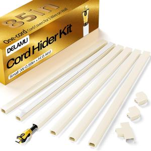 Delamu Beige Cord Hider, 85in Cord Covers for Wires on Wall, One-Cord Cable Hider, Wire Hiders Wire Covers for TV Cords on Wall, Easy Mount Cable Cover Management Kit, 6X L14.2 W0.59 H0.4in, Beige