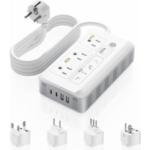 Mapambo 2000W Voltage Converter US to Europe, 7 in 1 Converter for European Travel for Hair Dryer, Kettles, Coffee Makers and etc. 220v to 110v Converter for International Travels (White)