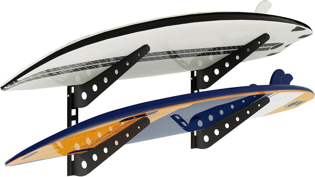 2  Board Horizontal Surfboard Rack, Adjustable Surfboard Wall Mount Display, Surfboard Wall Rack Board Storage Mount System at Home and Garage
